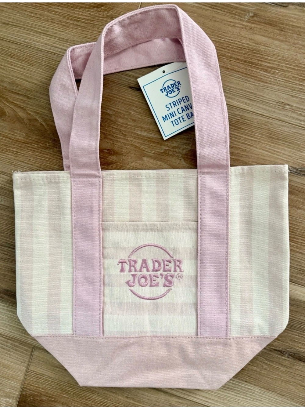 Trader Joe’s Mini Pastel Stripe Canvas Tote Bag Pink Limited Edition 2026